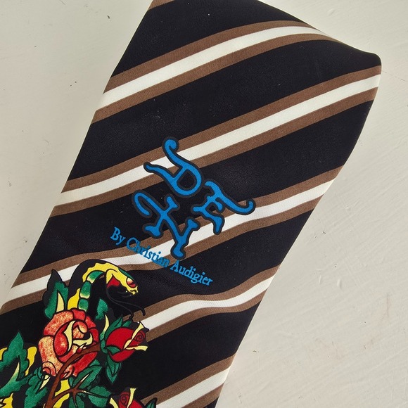 Ed Hardy by Christian Audigier Men Tiger Silk Tie Retro Bold Statement Piece - Picture 5 of 8